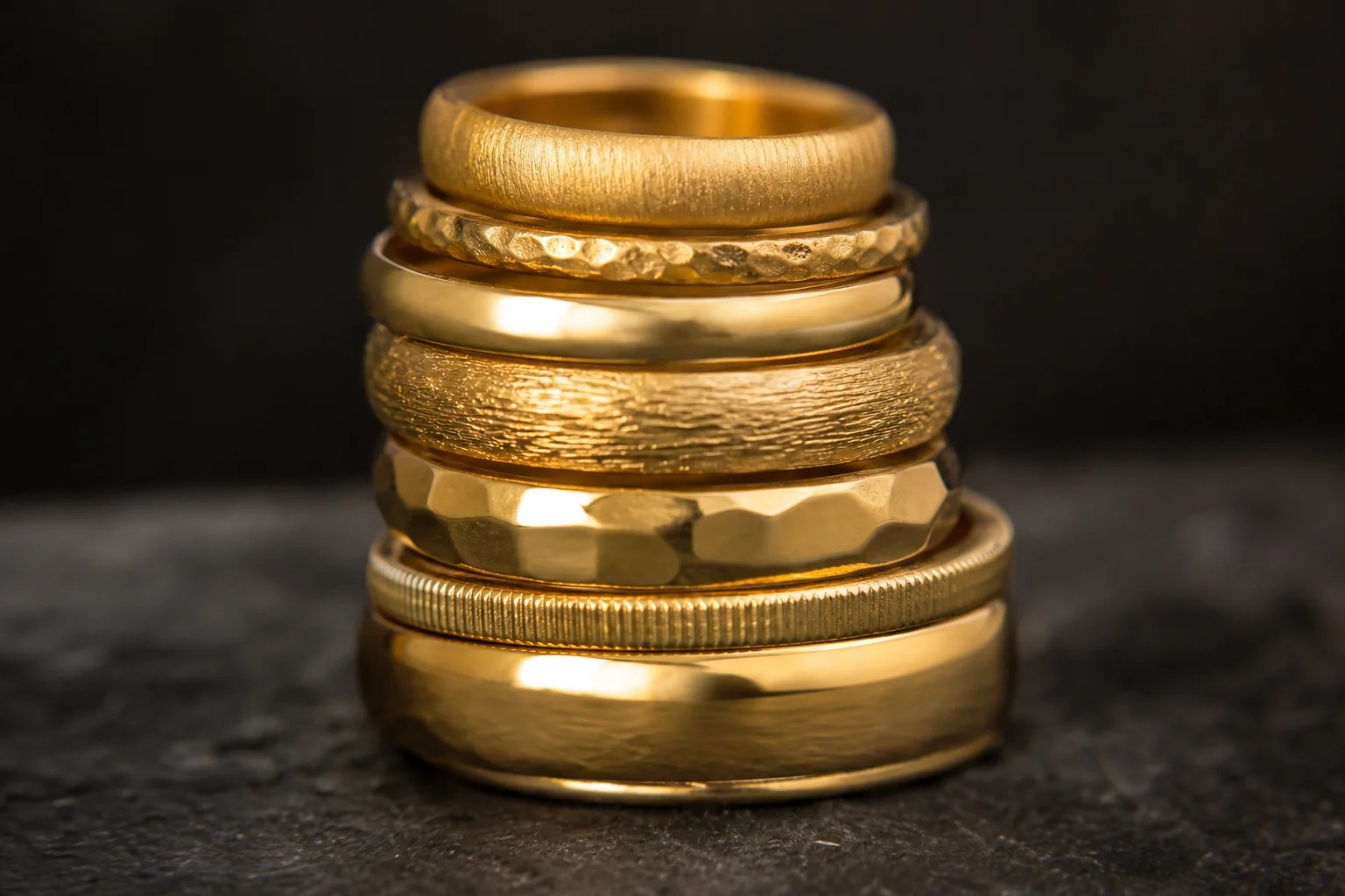 Gold rings in 10K through 24K